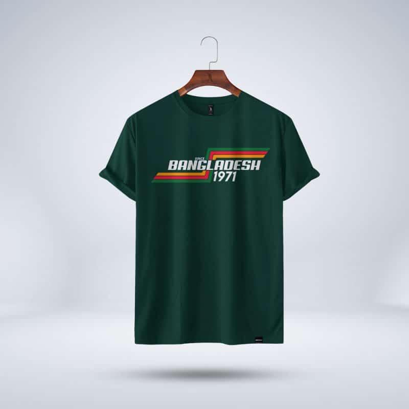 Bangladesh Flag with Map 1971 Cotton Tee Shirt