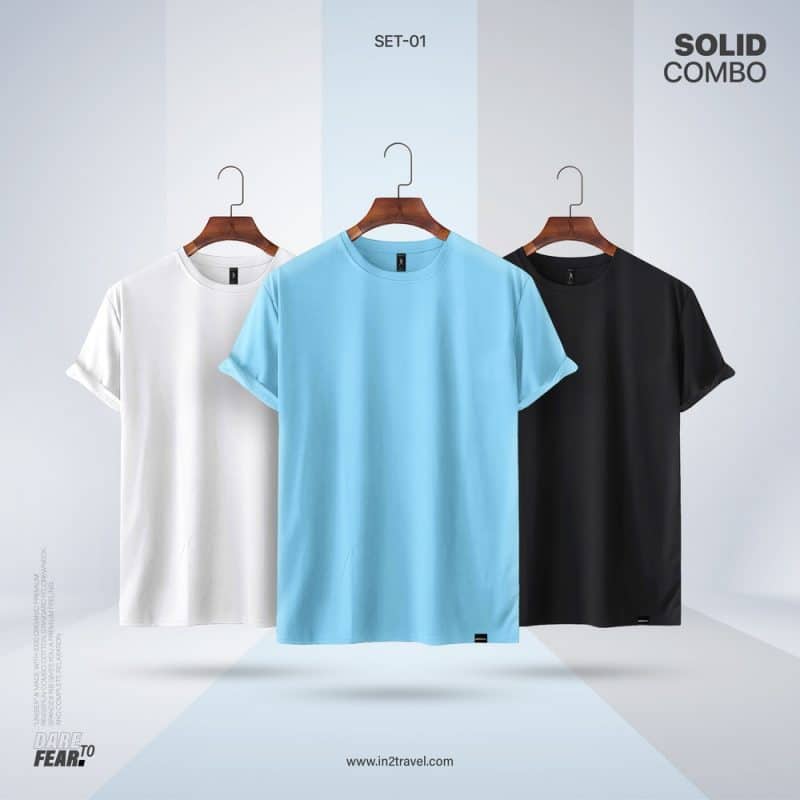 In2 Travel Solid Combo Set1 - White,Sky blue,Jet Black