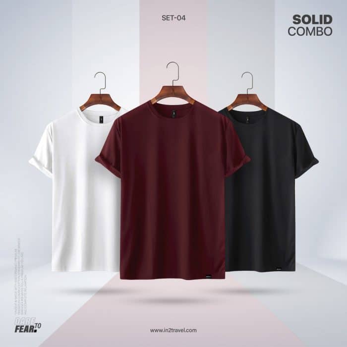 In2 Travel Solid Combo Set4 - White,Maroon, Jet Black