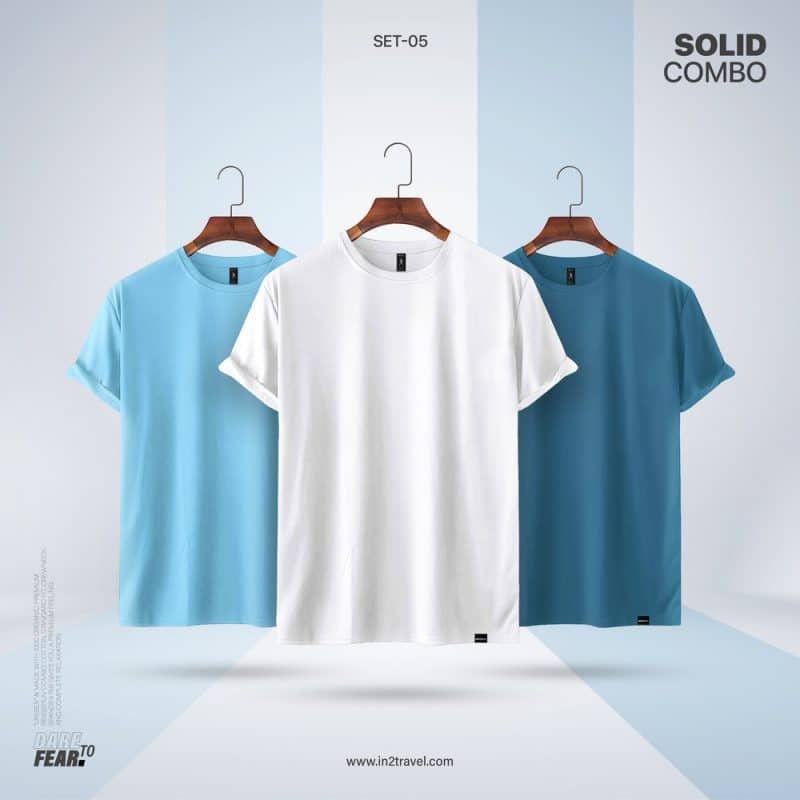 In2 Travel Solid Combo Set5 - White, Sky Blue, Turkish Blue