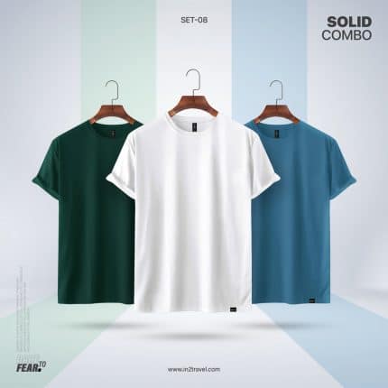 In2 Travel Solid Combo Set8 – White, Turkish Blue,Forest Green
