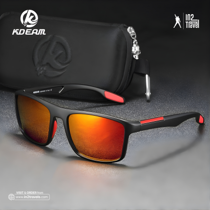KDEAM Polarized Travel Sunglasses Authentic Black | Orange Shade | In2 Travel
