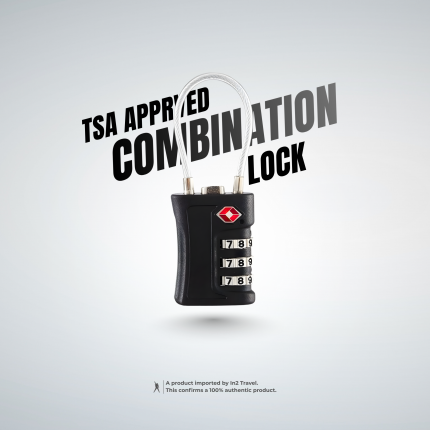 TSA Approved 3 Digit Travel Combination Lock | v2 | Black | In2 Travel