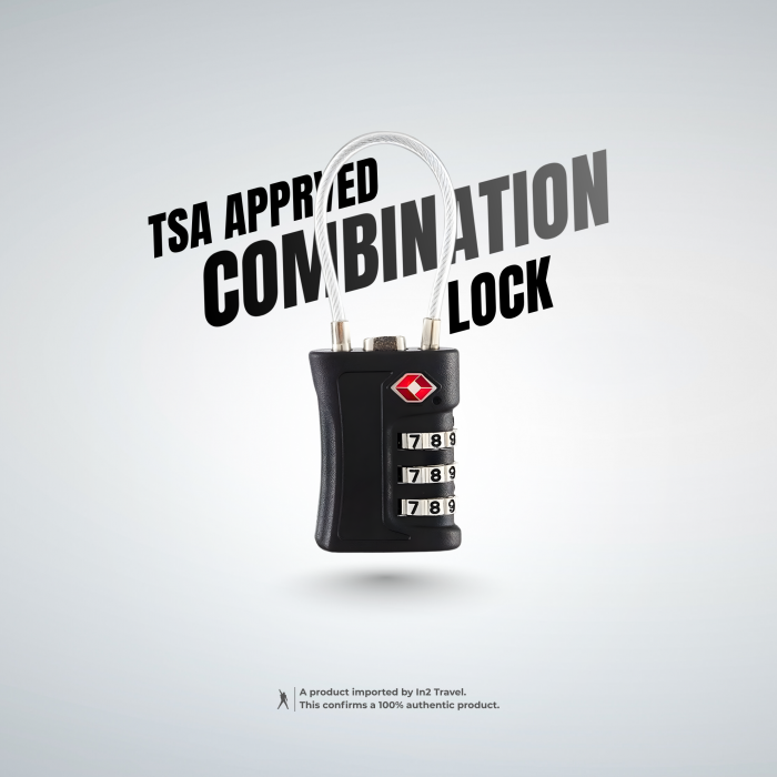 TSA Approved 3 Digit Travel Combination Lock | v2 | Black | In2 Travel
