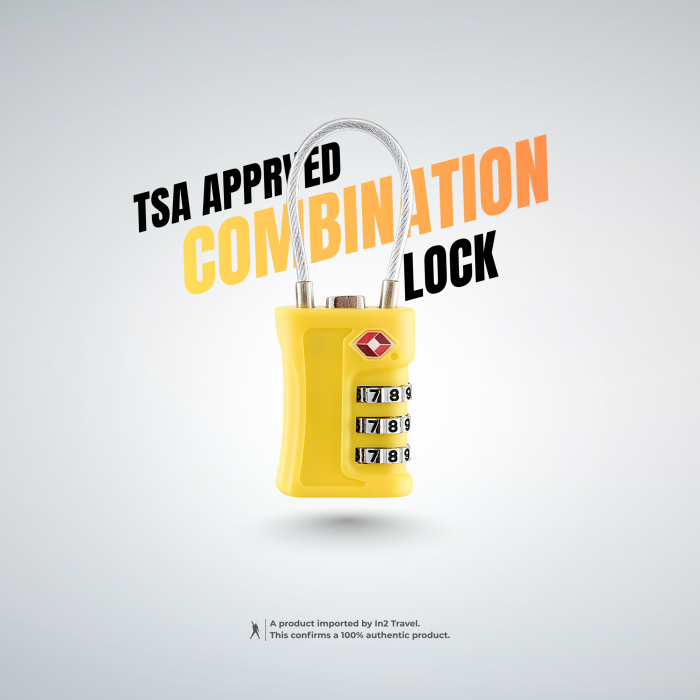 TSA Approved 3 Digit Travel Combination Lock | v2 | Yellow | In2 Travel