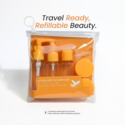 In2 Travel Refillable Travel Bottle Set (7-Piece) - Leakproof, TSA-Approved Size Toiletry Kit for Carry-On